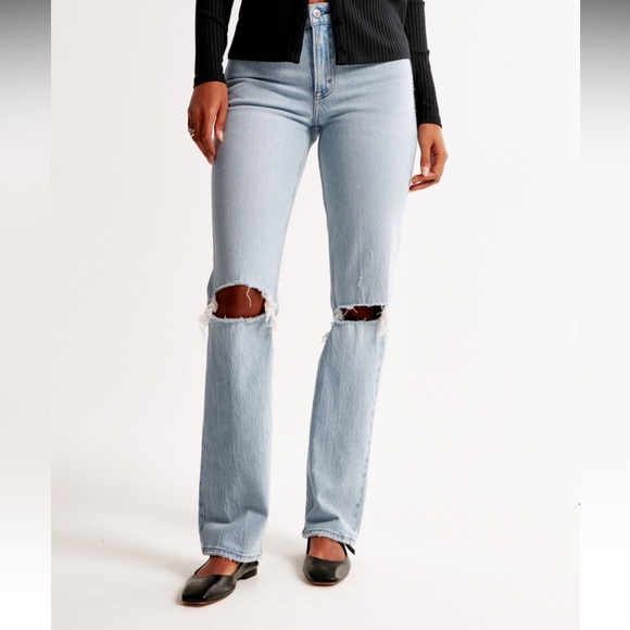 Abercrombie The 90s Straight Ultra High Rise Jeans | Distressed Jeans Size 29L - Picture 9 of 12